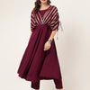 Women's Purple Poly Crepe A-line Kurta with Pant