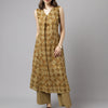 Women's Brown Cotton A-Line Kurta with Palazzo