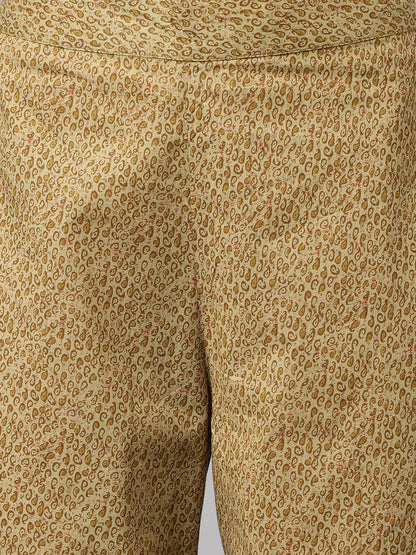 Women's Brown Cotton A-Line Kurta with Palazzo