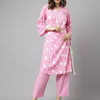 Women's Pink Pure Cotton A-line Kurta with Pant