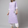 Women's Light Purple Cotton A-Line Kurta with Pant