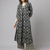 Women's Black Cotton A-Line Kurta with Palazzo