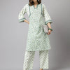 Women's Mint Green Pure Cotton A-line Kurta with Pant