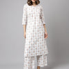 Women's White Cotton A-Line Kurta with Palazzo