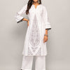 Women's White Cotton A-line Kurta with Palazzo