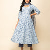 Women's Light blue Cotton Flared Kurta Pant with Dupatta