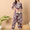 Women's Wine Cotton Straight Kurta Set