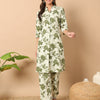 Women's Sage Green Cotton Straight Kurta and Pant