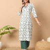 Dhiyona FL Women's White Cotton Straight Kurta Set