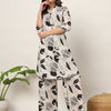 Women's Off White Cotton Blend Printed Tunic With Palazzo Kurta set