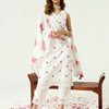 Women's White Cotton Straight Kurta and Pant With Dupatta