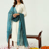Women's Off White Silk Blend Nayra Cut Kurta and Palazzo With Embroidered Dupatta