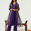 Women's Purple Chanderi A-line Kurta with Pant and Dupatta