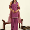 Women's Lavender Viscose Chanderi Straight Kurta with Palazzo and Dupatta