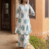 Dhiyona FL Women's White Cotton Flared Kurta Set