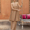 Dhiyona FL Women's Beige Printed Cotton A-Line Kurta Set