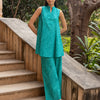 Indyancart FL Women's Teal Green Cotton Printed Co-ord Set