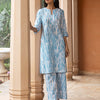 Dhiyona FL Women's Sky Blue Cotton Straight Kurta Set