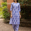 Dhiyona FL Women's Blue Cotton Flared Kurta Set