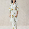 Dhiyona FL Women's Off-White Floral Print Cotton Straight Kurta Set