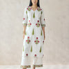Dhiyona FL Women's Off-White Floral Print Cotton Straight Kurta Set