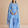 Dhiyona FL Women's Blue Paisley Printed Cotton Kurta Set with Dupatta