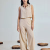 Dhiyona FL Women’s Beige Linen Blend Loose Relaxed Fit Co Ord Set