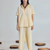 Dhiyona FL Women’s Light Yellow Linen Blend Loose Relaxed Fit Co Ord Set