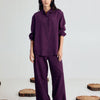 Dhiyona FL Women’s Wine Linen Blend Co ord Set