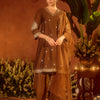 Dhiyona FL Women's Brown Viscose Chanderi Embroidered & Gota Patti Work Ethnic A-Line Kurta Set with Dupatta