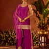 Dhiyona FL Women’s Purple Viscose Chanderi Gotta Patti Work Ethnic Straight Kurta Set with Dupatta