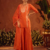 Dhiyona FL Women's Orange Viscose Chanderi Embroidered Ethnic Straight Kurta Set with Dupatta