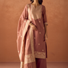 Dhiyona FL Women Dusty Pink Cotton Blend Jacquard Woven Kurta Set with Dupatta