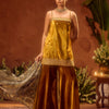 Dhiyona FL Women Ocher Yellow Ice Velvet Embroidered Kurta Set with Dupatta