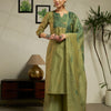 Dhiyona FL Women Green Cotton Blend Jacquard Woven Kurta Set with Dupatta