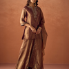 Dhiyona FL Women Brown Tissue Blend Hand Embroidered Kurta Set with Dupatta
