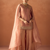 Dhiyona FL Women Peach Tissue Blend Hand Embroidered Kurta Set with Dupatta