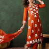 Dhiyona SN Women's Embroidered Thread Work Notch Neck Straight Kurta & Trousers With Dupatta