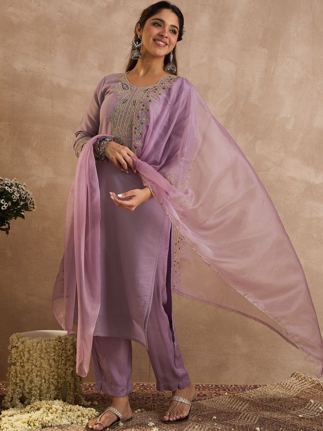 Women Ethnic Motifs Embroidered Kurta with Salwar & Dupatta