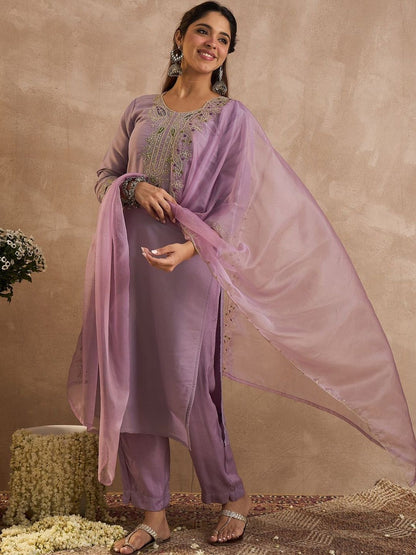 Women Ethnic Motifs Embroidered Kurta with Salwar & Dupatta