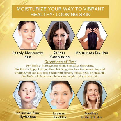 Beauty Secrets certified organic squalane oil for face, in a glass dropper bottle, showing the product and branding.
