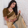 Dhiyona GR Women's Shades Mid Orange Handloom Linen Saree