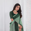 Dhiyona GR Women's Shades Sage Turquoise Green Handloom Linen Saree