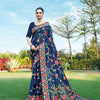 Dhiyona GR Women's Shahida Neptune Blue Soft Cotton Jamdani Saree