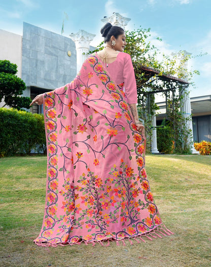 Dhiyona GR Women's Shahida Rose Pink Soft Cotton Jamdani Saree