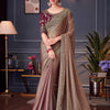 Women's Pure Chiffon Burgundy Embellished Designer Saree With Blouse Piece