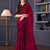 Women's Satin Silk Black Embellished Designer Saree With Blouse Piece
