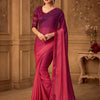 Women's Pure Chiffon Magenta Embellished Designer Saree With Blouse Piece