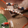 Dhiyona Unisex Set of 2 Beaded Bhai Bhabhi Rakhis With Roli & Chawal
