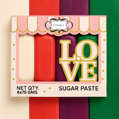 Confect Multipack of White, Hot pink, purple and Emerald green Sugarpaste 17